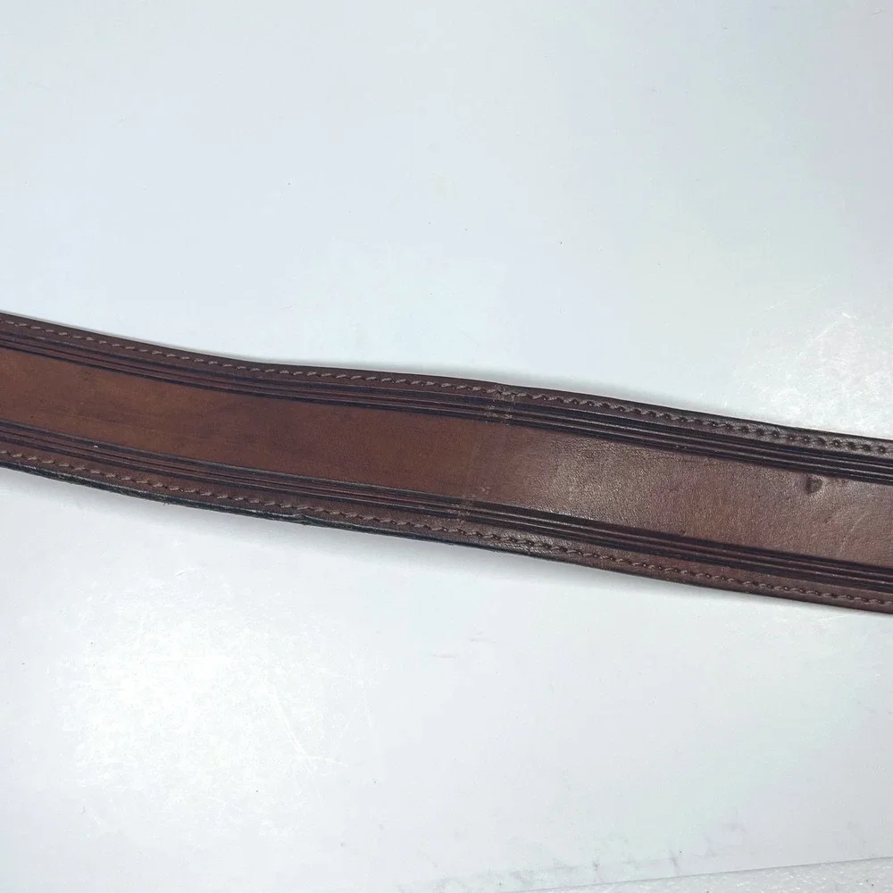 Vintage Silver Canyon Tooled Leather Eagle Belt Mens 40 Brown Western Cowboy